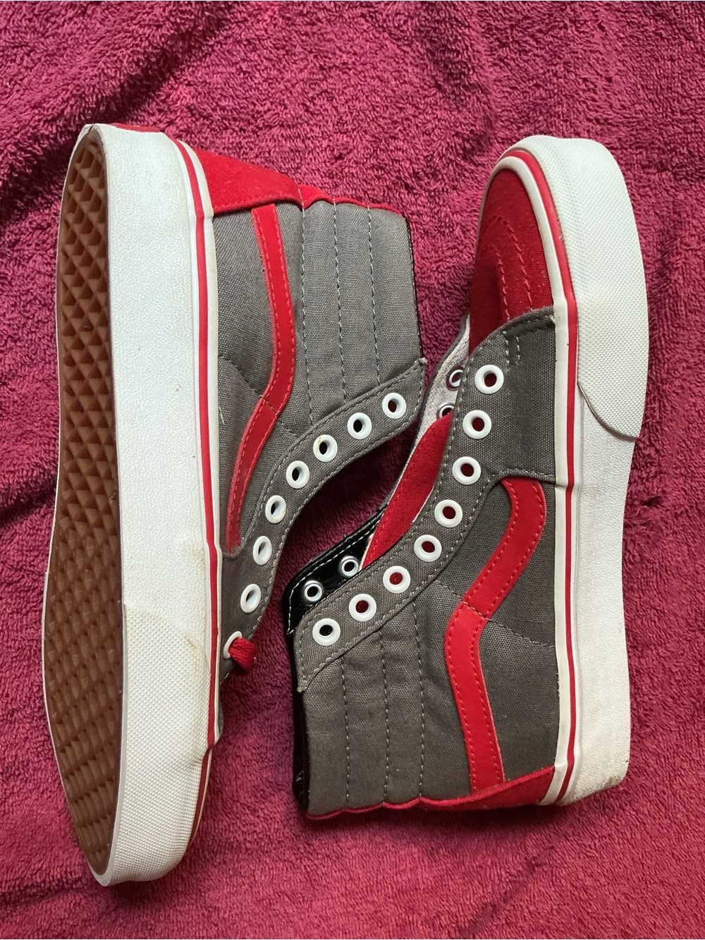 Vans High Top Sneakers Gray and Red